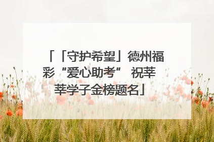「守护希望」德州福彩“爱心助考” 祝莘莘学子金榜题名