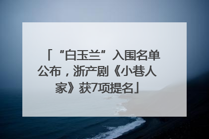 “白玉兰”入围名单公布，浙产剧《小巷人家》获7项提名