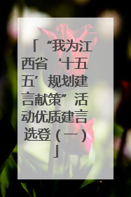 “我为江西省‘十五五’规划建言献策”活动优质建言选登（一）