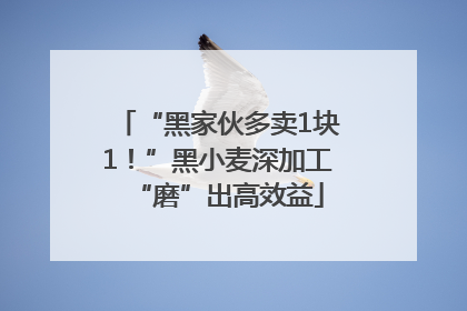 “黑家伙多卖1块1！”黑小麦深加工“磨”出高效益