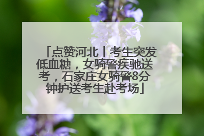 点赞河北丨考生突发低血糖，女骑警疾驰送考，石家庄女骑警8分钟护送考生赴考场