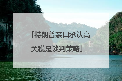 特朗普亲口承认高关税是谈判策略