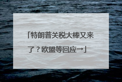特朗普关税大棒又来了？欧盟等回应→