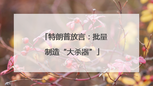 特朗普放言：批量制造“大杀器”