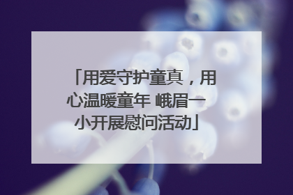 用爱守护童真，用心温暖童年 峨眉一小开展慰问活动