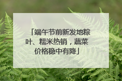端午节前新发地粽叶、糯米热销，蔬菜价格稳中有降