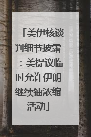 美伊核谈判细节披露：美提议临时允许伊朗继续铀浓缩活动