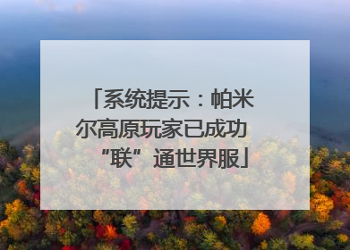 系统提示：帕米尔高原玩家已成功“联”通世界服