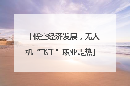 低空经济发展，无人机“飞手”职业走热