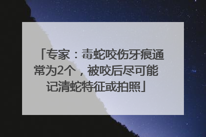 专家：毒蛇咬伤牙痕通常为2个，被咬后尽可能记清蛇特征或拍照