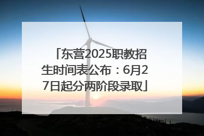 东营2025职教招生时间表公布：6月27日起分两阶段录取