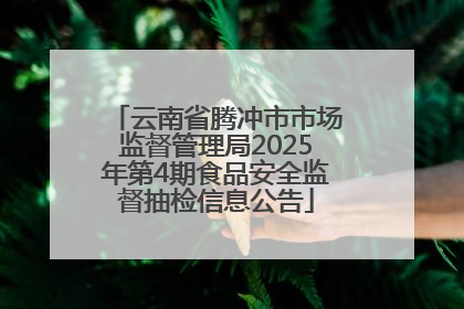 云南省腾冲市市场监督管理局2025年第4期食品安全监督抽检信息公告