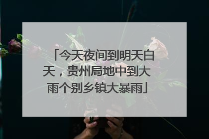今天夜间到明天白天，贵州局地中到大雨个别乡镇大暴雨