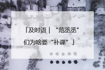 及时语｜“范丞丞”们为啥要“补课”