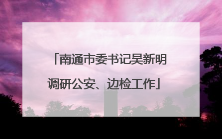 南通市委书记吴新明调研公安、边检工作