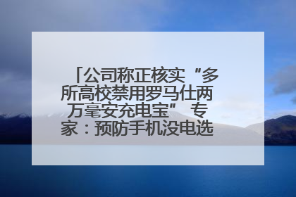 公司称正核实“多所高校禁用罗马仕两万毫安充电宝” 专家：预防手机没电选中等体积产品即可