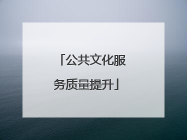 公共文化服务质量提升
