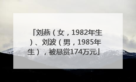 刘燕（女，1982年生）、刘波（男，1985年生），被悬赏174万元