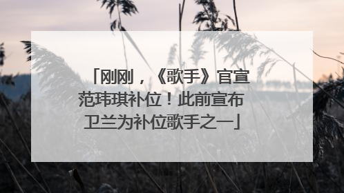 刚刚，《歌手》官宣范玮琪补位！此前宣布卫兰为补位歌手之一