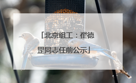 北京组工：翟德罡同志任前公示
