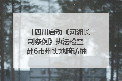 四川启动《河湖长制条例》执法检查 赴6市州实地暗访抽查｜四川人大之声