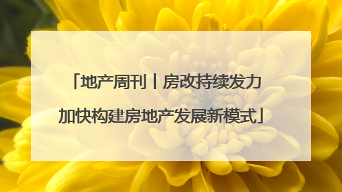 地产周刊丨房改持续发力 加快构建房地产发展新模式