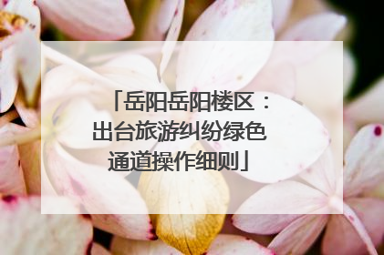 岳阳岳阳楼区：出台旅游纠纷绿色通道操作细则