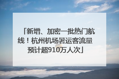 新增、加密一批热门航线！杭州机场暑运客流量预计超910万人次