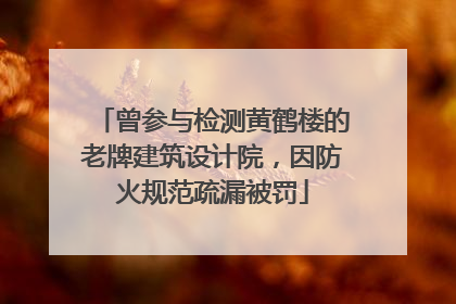 曾参与检测黄鹤楼的老牌建筑设计院，因防火规范疏漏被罚