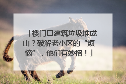 楼门口建筑垃圾堆成山？破解老小区的“烦恼”，他们有妙招！