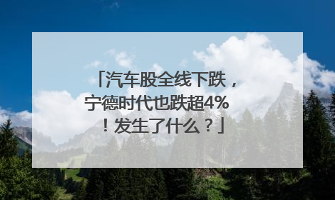 汽车股全线下跌，宁德时代也跌超4%！发生了什么？