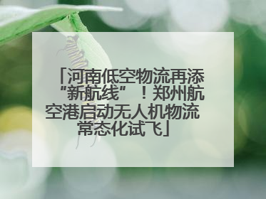 河南低空物流再添“新航线”！郑州航空港启动无人机物流常态化试飞