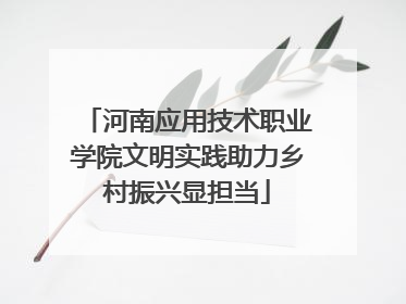 河南应用技术职业学院文明实践助力乡村振兴显担当