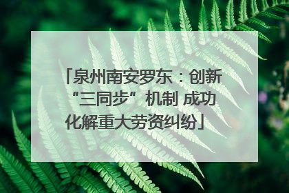 泉州南安罗东：创新“三同步”机制 成功化解重大劳资纠纷