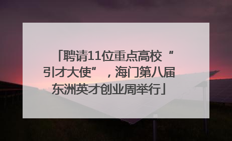 聘请11位重点高校“引才大使”，海门第八届东洲英才创业周举行