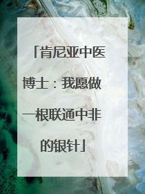 肯尼亚中医博士：我愿做一根联通中非的银针