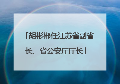 胡彬郴任江苏省副省长、省公安厅厅长