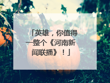 英雄，你值得一整个《河南新闻联播》！