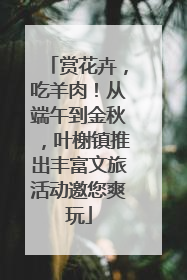 赏花卉，吃羊肉！从端午到金秋，叶榭镇推出丰富文旅活动邀您爽玩
