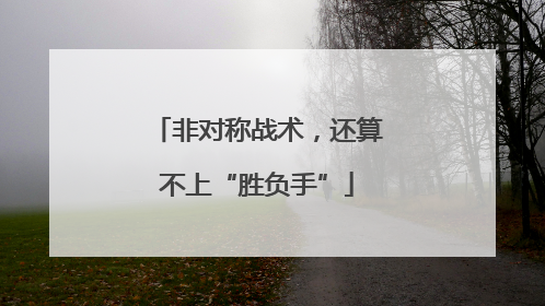 非对称战术，还算不上“胜负手”