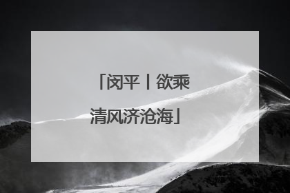 闵平丨欲乘清风济沧海