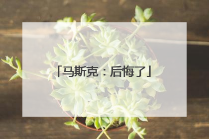 马斯克：后悔了