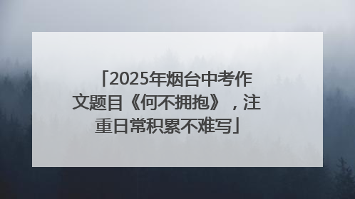 2025年烟台中考作文题目《何不拥抱》，注重日常积累不难写