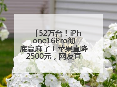 52万台！iPhone16Pro彻底赢麻了！苹果直降2500元，网友直呼买早了